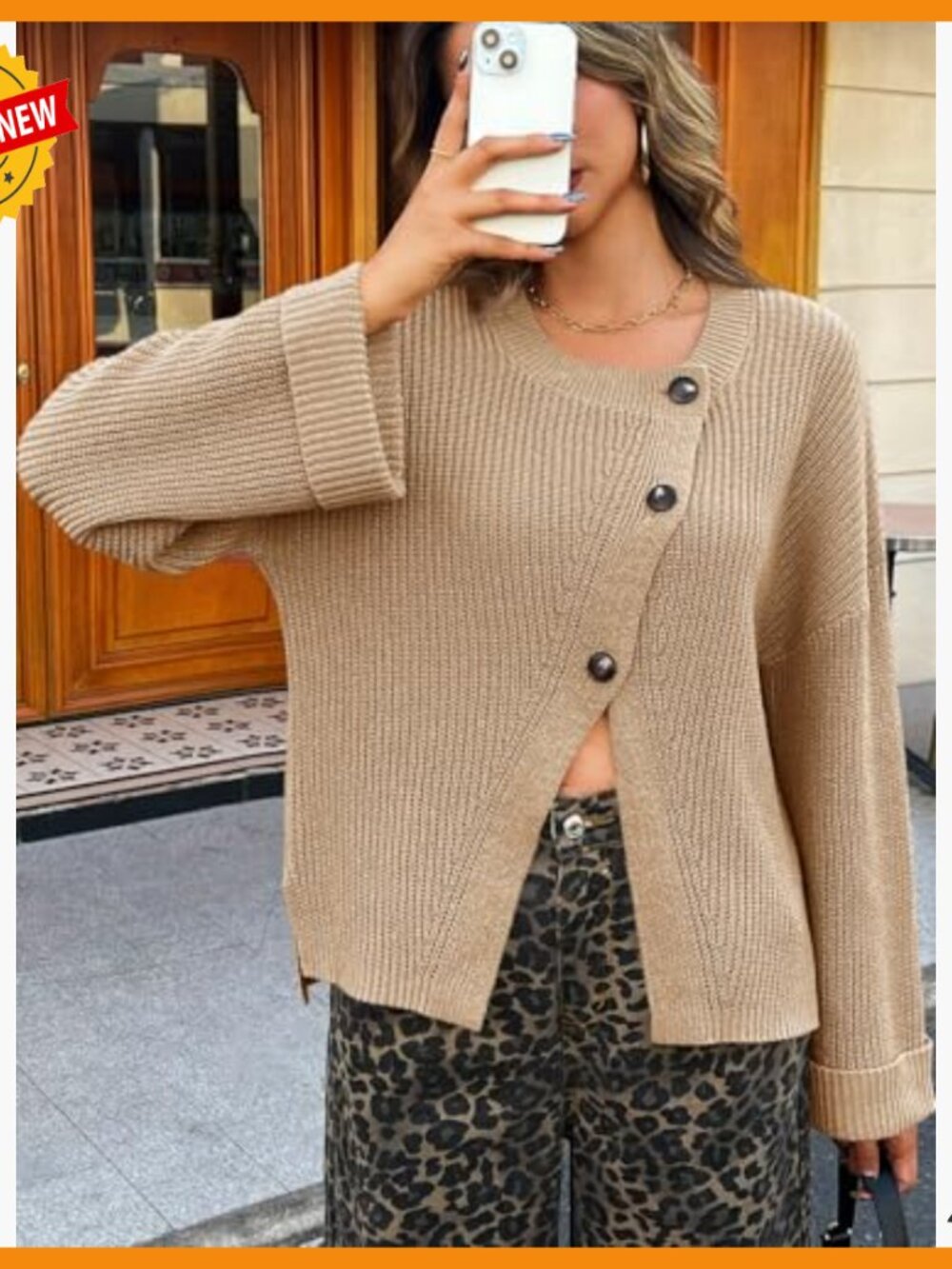 Oversized Button Down Cardigan Sweater Long Sleeve Open Front Knit - Picture 5 of 6